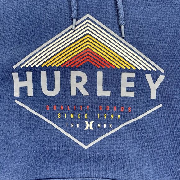 Hurley Hoodie Men’s Medium Blue Graphic Pullover Sweatshirt Drop Tag HMF21-02999 - Picture 2 of 12